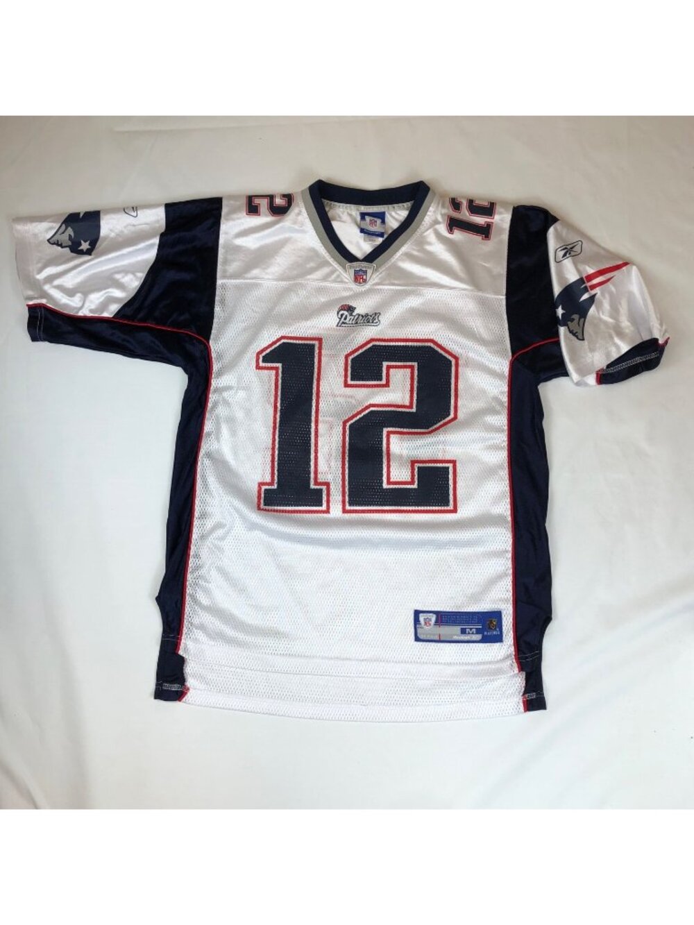 Vintage Reebok New England Patriots Tom Brady #12 White Jersey Mens Medium NFL
